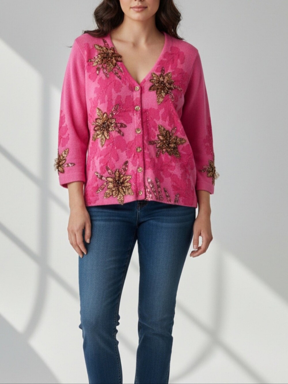 Design Options By Philip Jane Gordon Pink Cardigan Wearable Womens Size L